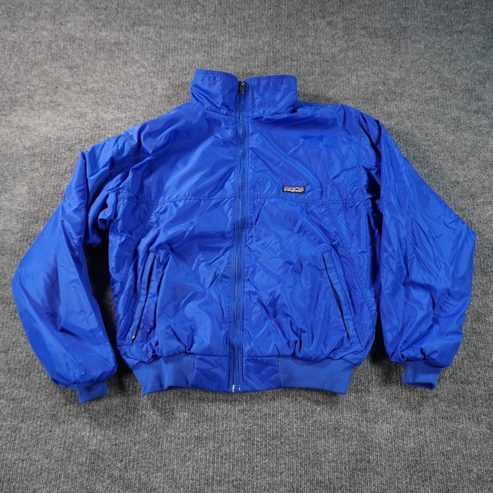 Vintage Patagonia Bomber Jacket Mens M Blue Fleece Lined Full Zip Windbreaker